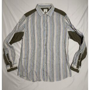 Murano Slim Fit Baird‎ McNutt Linen Sport Shirt Multicolor Stripe Mens Size L
